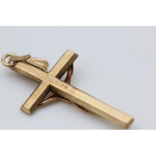 204 - 2 x 9ct gold crucifix and St Christopher pendants 2.5 grams gross