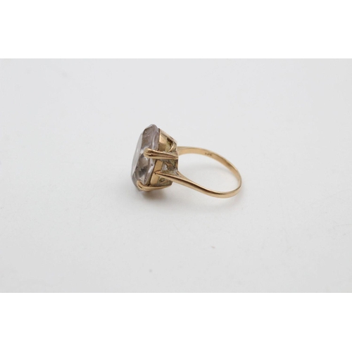 21 - 9ct gold vintage quartz rock crystal cocktail ring 5.1 grams gross