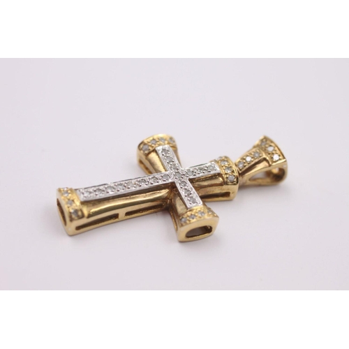 232 - 9ct Gold diamond detail cross pendant 4.2 grams gross