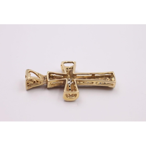 232 - 9ct Gold diamond detail cross pendant 4.2 grams gross