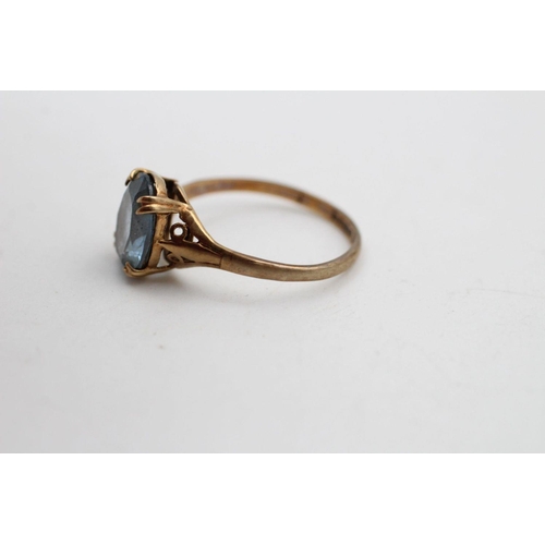 234 - vintage 9ct gold blue gemstone solitaire ring 2 grams gross