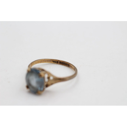 234 - vintage 9ct gold blue gemstone solitaire ring 2 grams gross