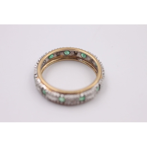 235 - 9ct gold diamond & emerald eternity ring 2.5 grams gross