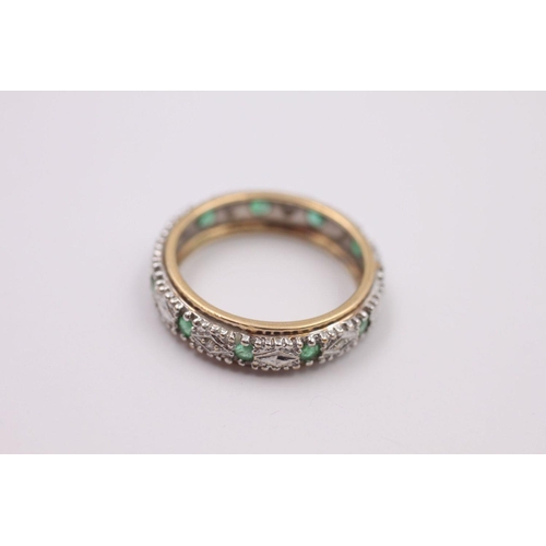 235 - 9ct gold diamond & emerald eternity ring 2.5 grams gross