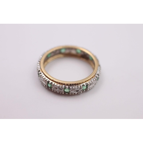 235 - 9ct gold diamond & emerald eternity ring 2.5 grams gross