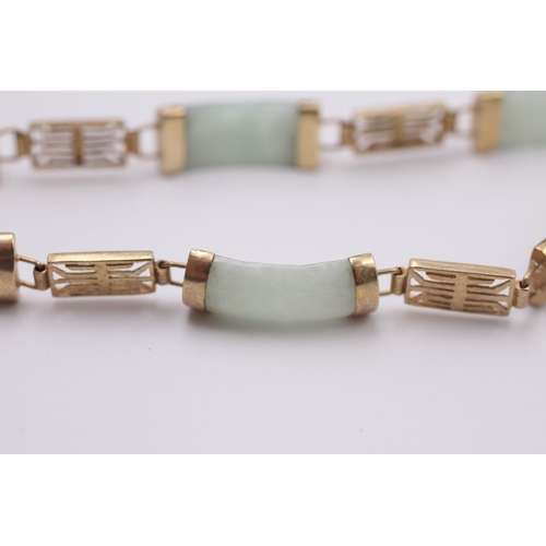 268 - 9ct gold jade bracelet 8.1 grams gross