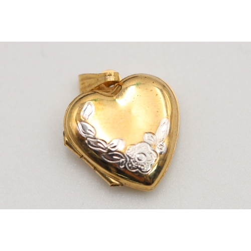 269 - 2 x 9ct gold oval and heart locket pendants 2 grams gross