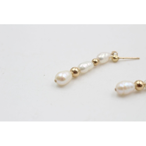 275 - 9ct gold pearl drop earrings 1.7 grams gross