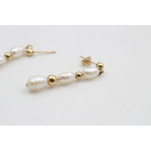 275 - 9ct gold pearl drop earrings 1.7 grams gross