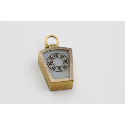 277 - 9ct Gold frame masonic marble pendant 5.6 grams gross