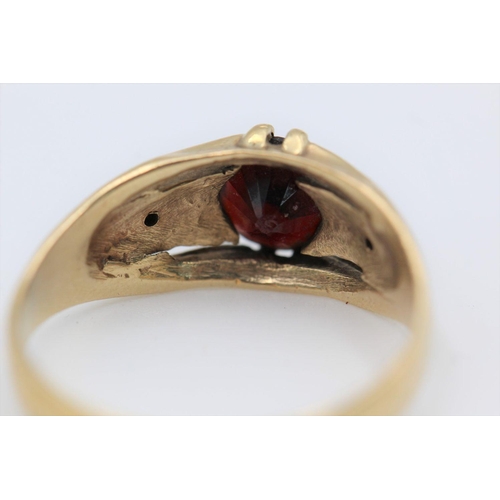 281 - 9ct Gold garnet & gemstone stylized ring 4.2 grams gross