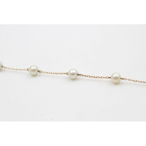 332 - 14ct Gold pearl bracelet 3 grams gross