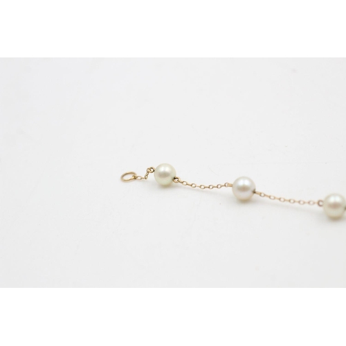 332 - 14ct Gold pearl bracelet 3 grams gross