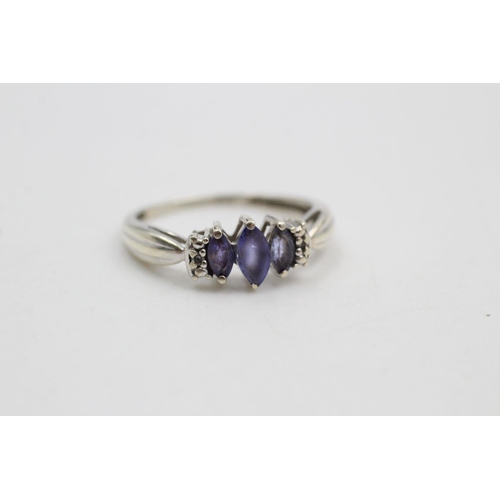 333 - vintage 9ct white gold tanzanite & diamond ring 2 grams gross