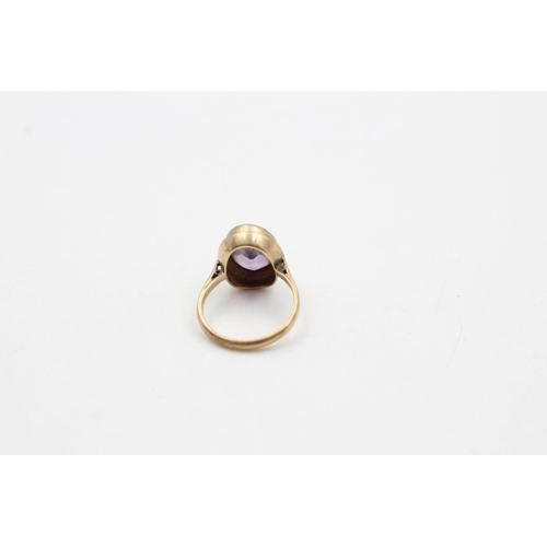 335 - vintage 9ct gold faceted amethyst solitaire ring 4.4 grams gross