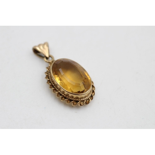 340 - vintage 9ct gold faceted citrine pendant 3.3 grams gross