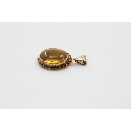 340 - vintage 9ct gold faceted citrine pendant 3.3 grams gross