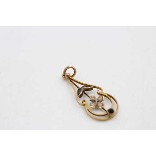 342 - 9ct gold edwardian pendant 1.1 grams gross