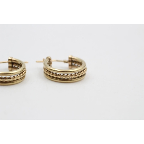 355 - vintage 9ct gold stylized hoop earrings 2.7 grams gross