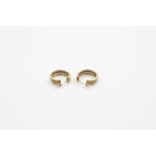 355 - vintage 9ct gold stylized hoop earrings 2.7 grams gross