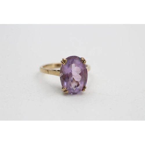 364 - vintage 9ct gold amethyst cocktail ring 4 grams gross