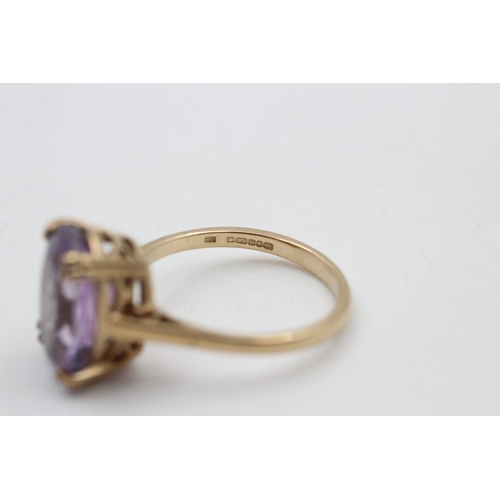 364 - vintage 9ct gold amethyst cocktail ring 4 grams gross