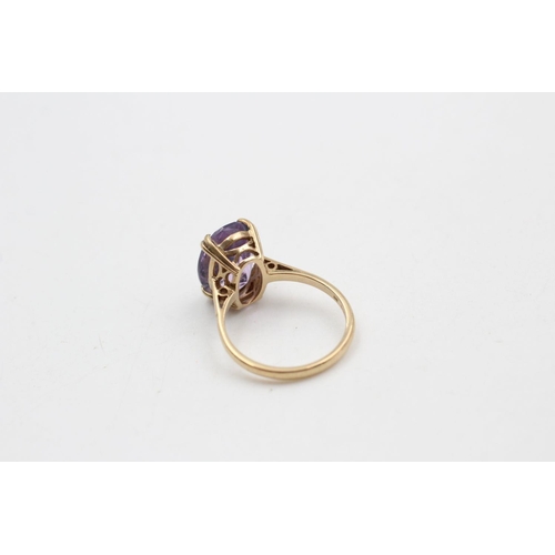 364 - vintage 9ct gold amethyst cocktail ring 4 grams gross