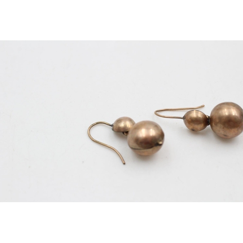 368 - vintage 9ct gold ball design drop earrings 2 grams gross