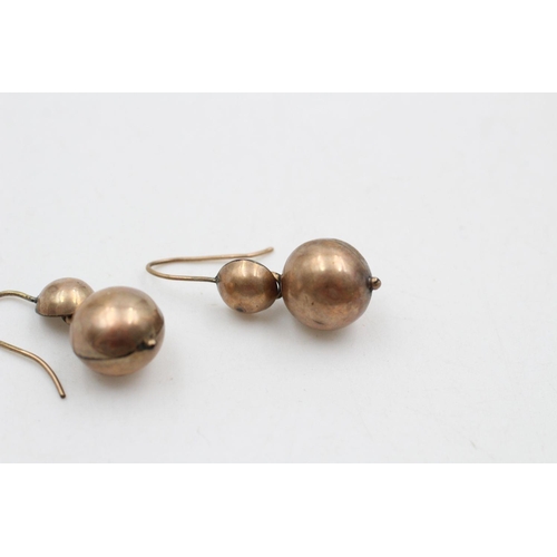 368 - vintage 9ct gold ball design drop earrings 2 grams gross