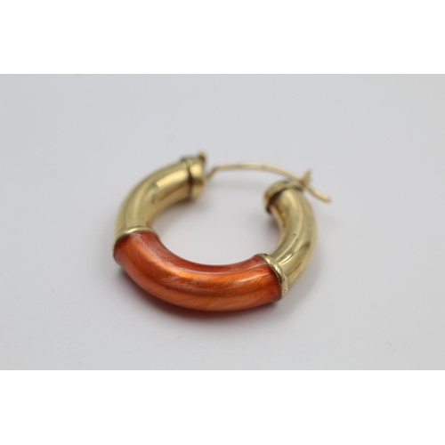 381 - 9ct gold enamel hoop earrings 4.1 grams gross