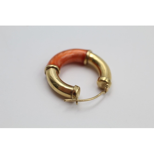 381 - 9ct gold enamel hoop earrings 4.1 grams gross