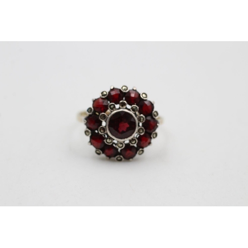 383 - antique 8ct gold bohemian garnet & marcasite dress ring 3.3 grams gross