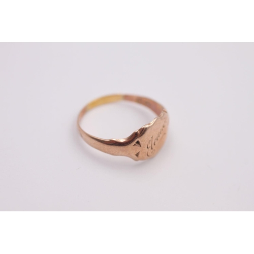 6 - 9ct gold antique signet ring engraved 