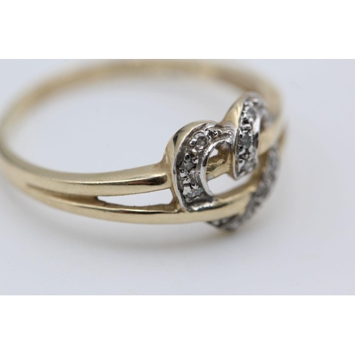 76 - 9ct Gold diamond detail heart ring 1.9 grams gross