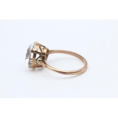 77 - 9ct Rose gold vintage white topaz dress ring 3.1 grams gross