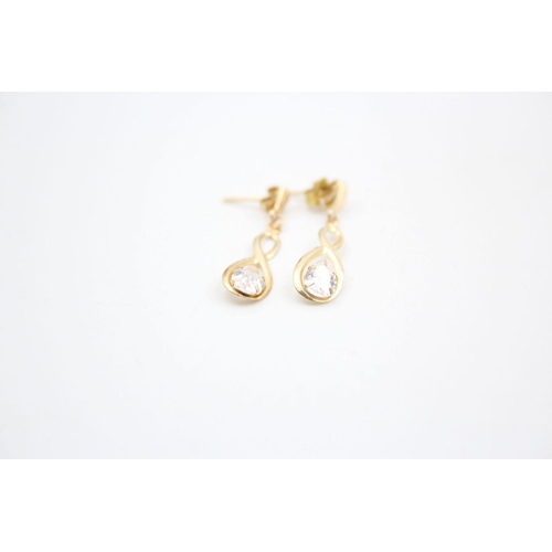 80 - 2 x 9ct gold gemstone drop earrings 1.3 grams gross