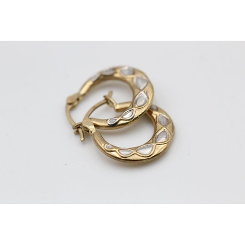 97 - 3 x 9ct gold hoop earrings 2.8 grams gross