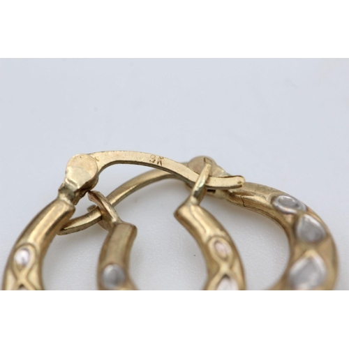 97 - 3 x 9ct gold hoop earrings 2.8 grams gross