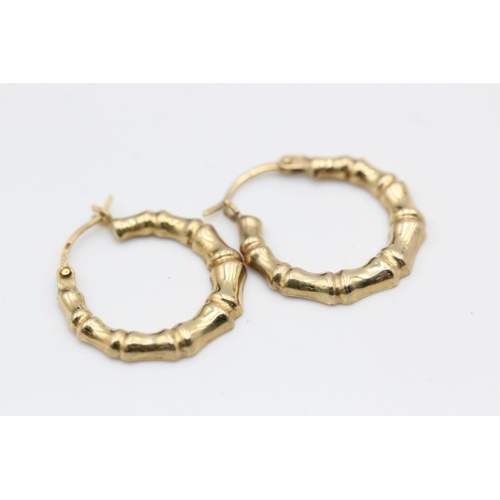 97 - 3 x 9ct gold hoop earrings 2.8 grams gross