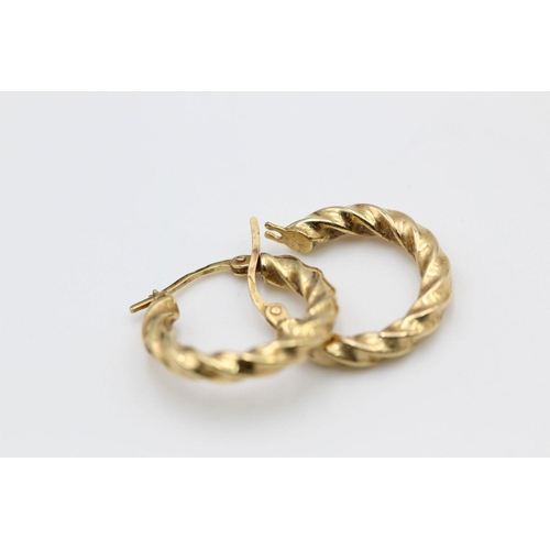 97 - 3 x 9ct gold hoop earrings 2.8 grams gross