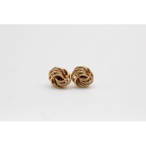 98 - 3 x 9ct gold knot stud earrings 1.9 grams gross