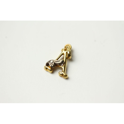 358 - vintage 9ct gold diamond set 'A' initial pendant 0.4 grams gross