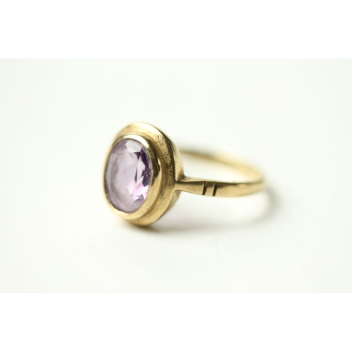 374 - vintage 9ct gold faceted amethyst solitaire ring 2.5 grams gross