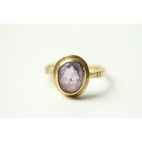 374 - vintage 9ct gold faceted amethyst solitaire ring 2.5 grams gross