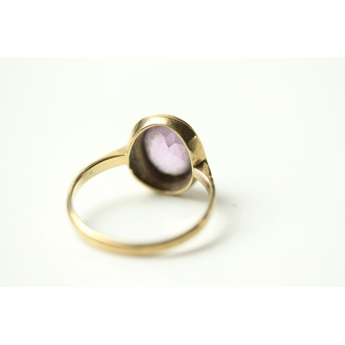 374 - vintage 9ct gold faceted amethyst solitaire ring 2.5 grams gross