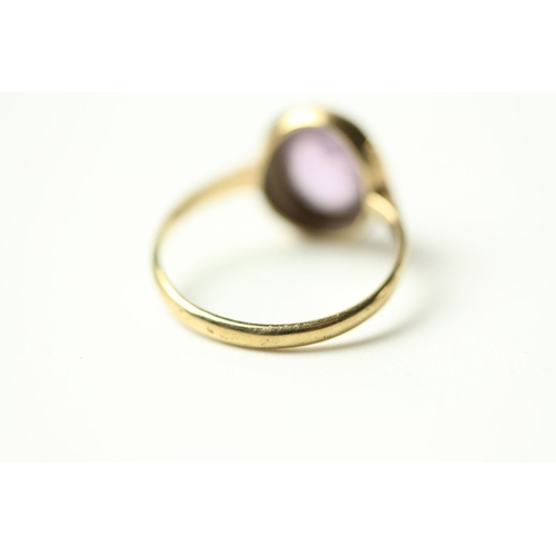 374 - vintage 9ct gold faceted amethyst solitaire ring 2.5 grams gross