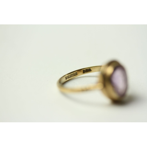 374 - vintage 9ct gold faceted amethyst solitaire ring 2.5 grams gross