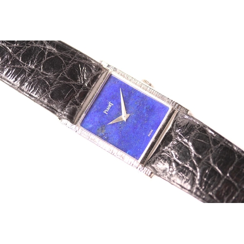 PIAGET 18CT WHITE GOLD LAPIS LAZULI DIAL WRISTWATCH rectangular