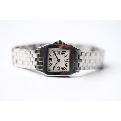 102 - LADIES CARTIER SANTOS DEMOISELLE REFERENCE 2698, sqaure white dial with arabic numeral hour markers,... 