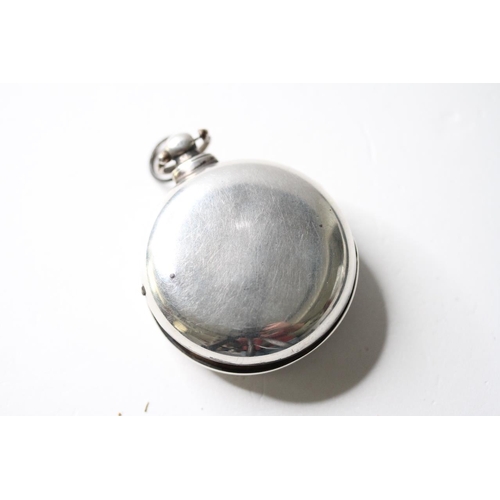 137 - VERGE SILVER POCKET WATCH CIRCA 1840s,  pear case, circular white dial with roman numeral hour marke... 